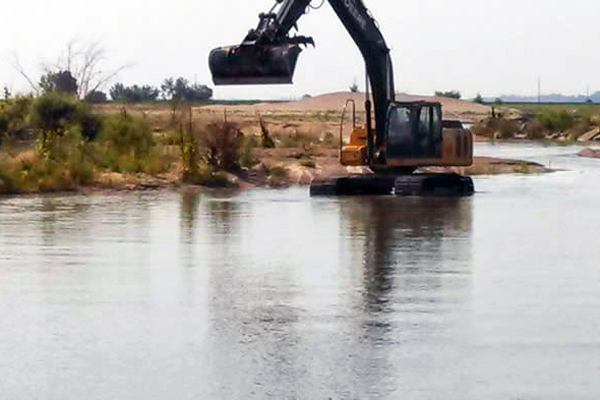 excavating in river